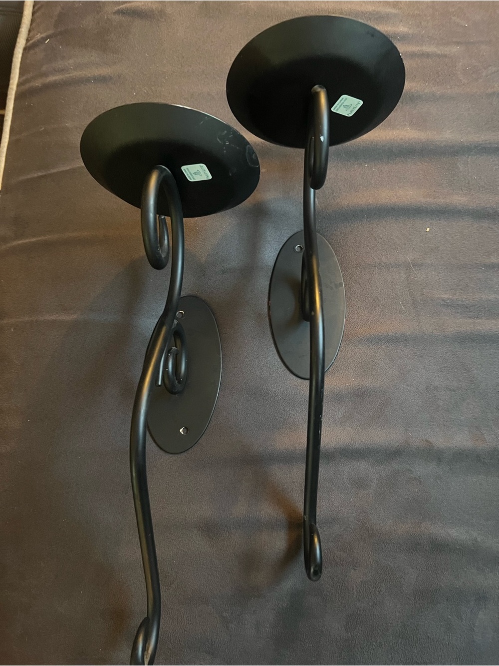 PartyLite Black Curved Wall Candle Sconces - Pair